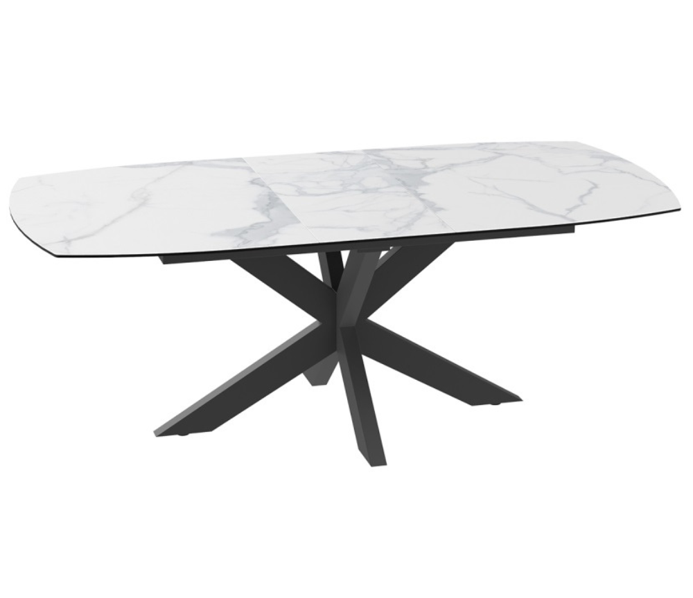 Table extensible céramique blanche de salle à manger L200cm ou L160cm - Gustave