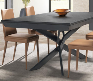 Table ceramique extensible grise pieds métal contemporaine - Souffle d'intérieur