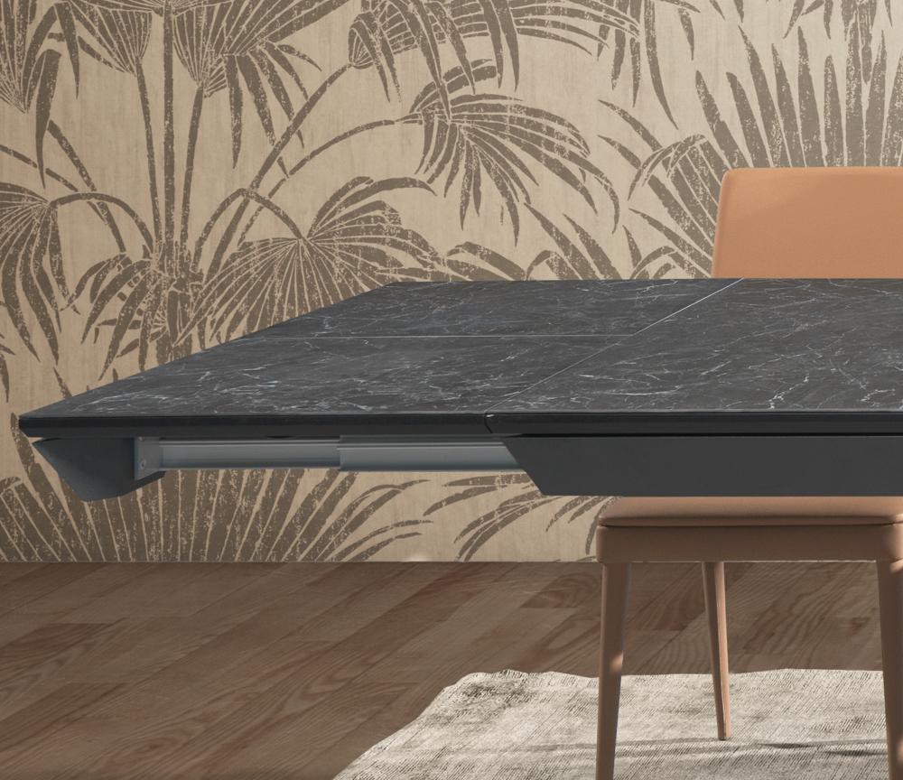 Table ceramique extensible grise pieds métal contemporaine - Souffle d'intérieur