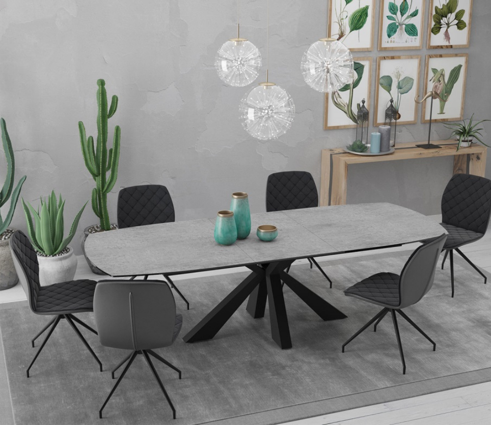 Table céramique extensible gris clair au design moderne - Souffle d'intérieur 