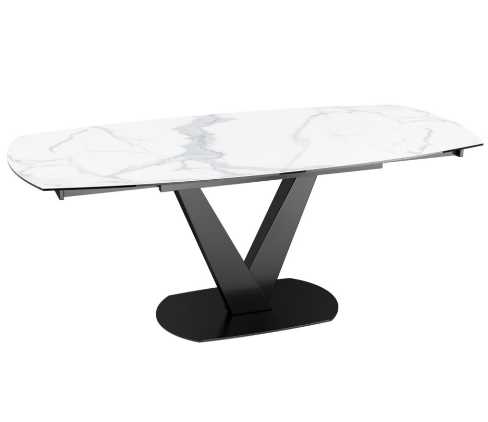 Table céramique extensible marbre blanc moderne - SOUFFLE D'intérieur