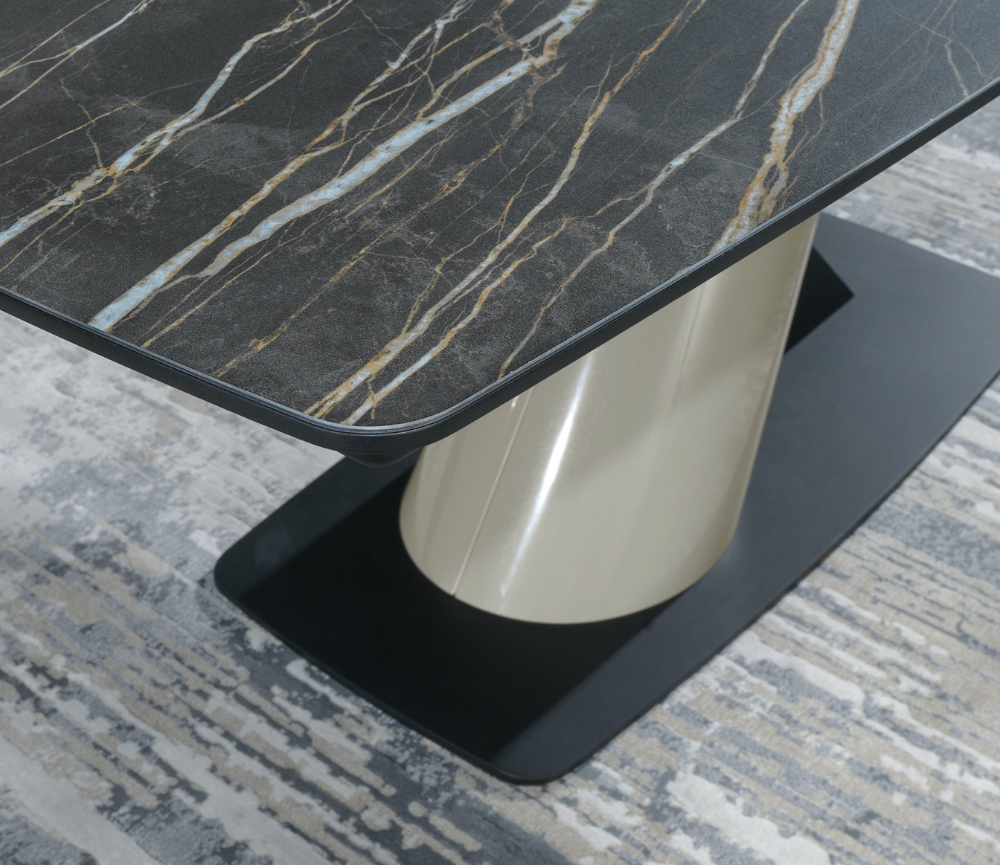 Table de repas en ceramique extensible marbre noir gold - Souffle d'intérieur - Animovel