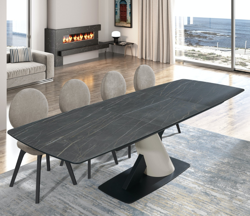 Table de repas en ceramique extensible marbre noir gold - Souffle d'intérieur - Animovel