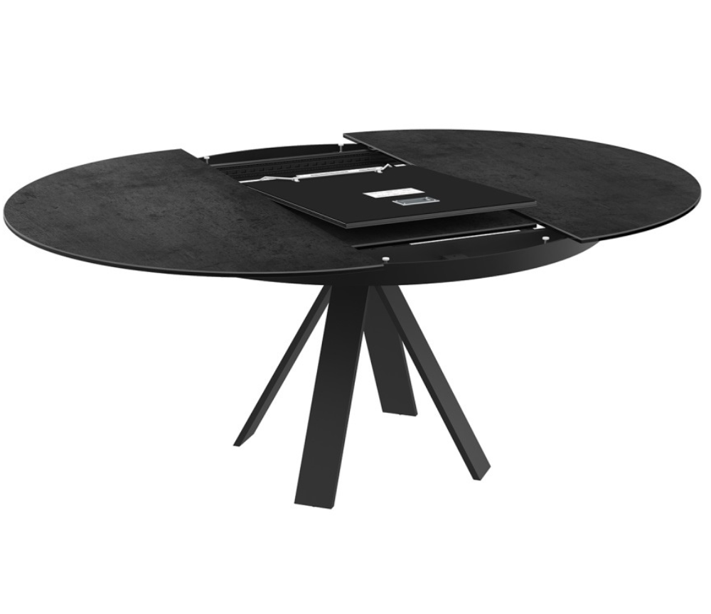 table ovale extensible gris titane avec rallonge - Akante - Souffle d'intérieur