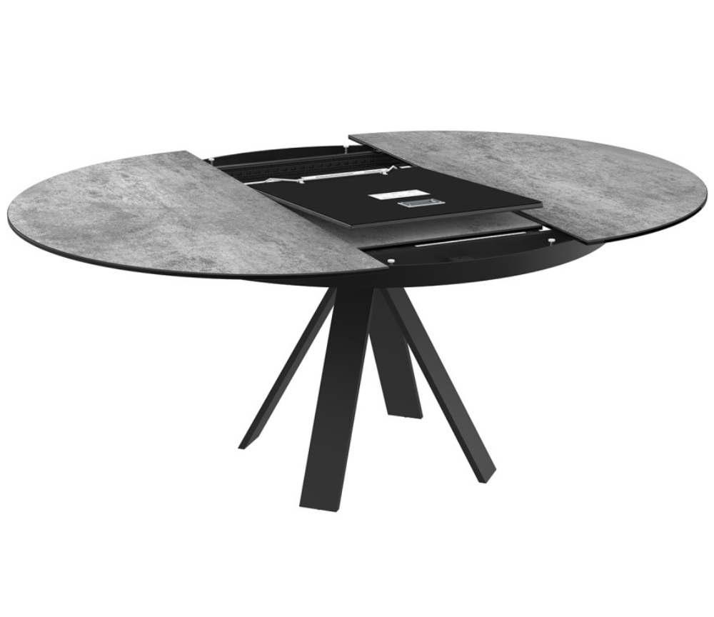 Table ronde céramique extensible design grise - Chany-Tables de salle à manger et de cuisine-SOUFFLE D’INTÉRIEUR