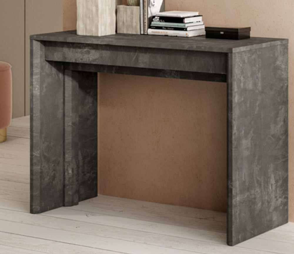 Console table extensible couleur gris béton 5 allonges - Maxime
