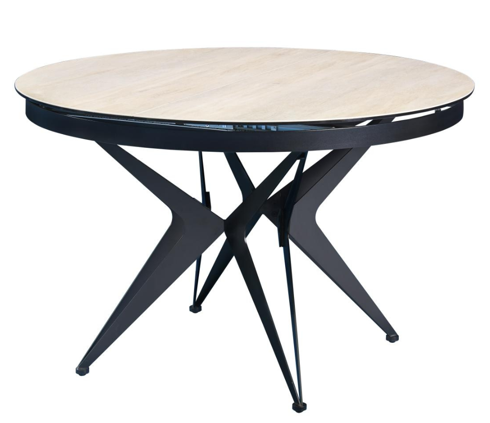 Table ronde extensible céramique bois clair 120cm - Roxie