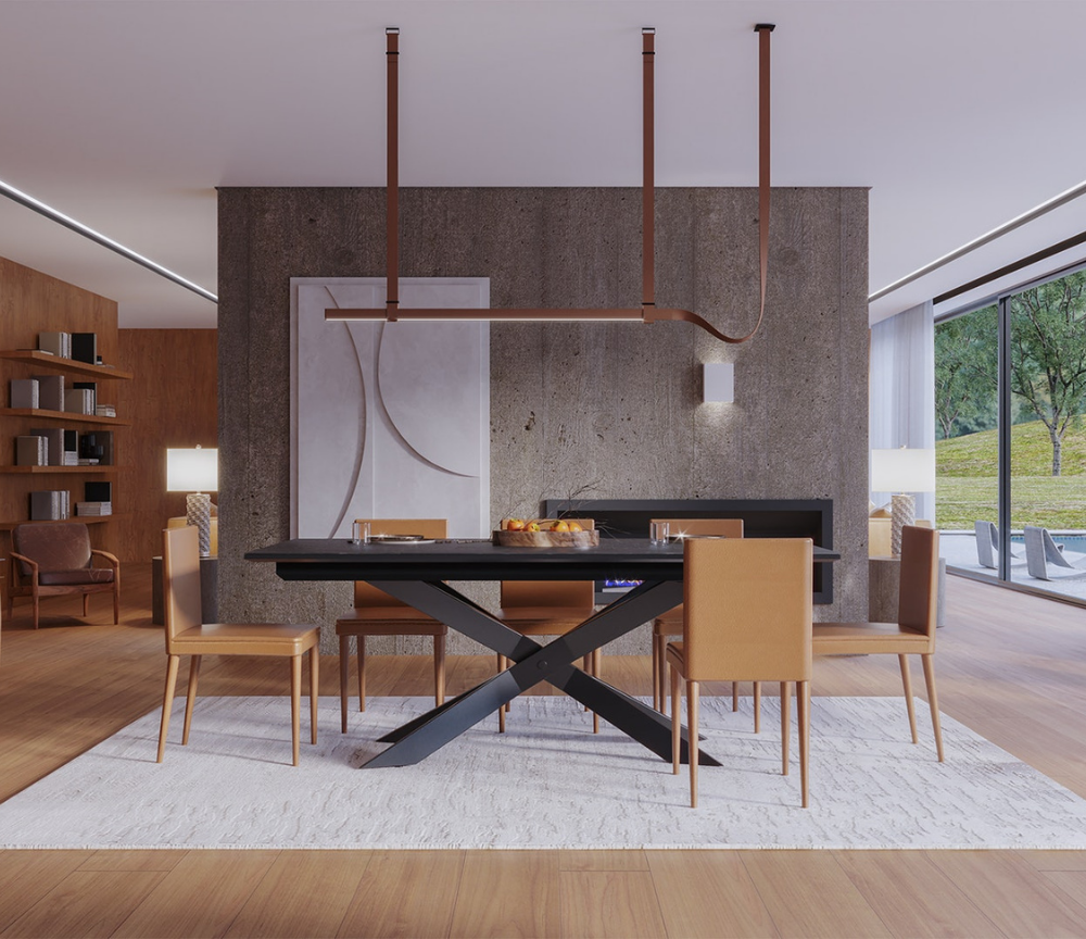 Table ceramique extensible grise pieds métal contemporaine - Souffle d'intérieur