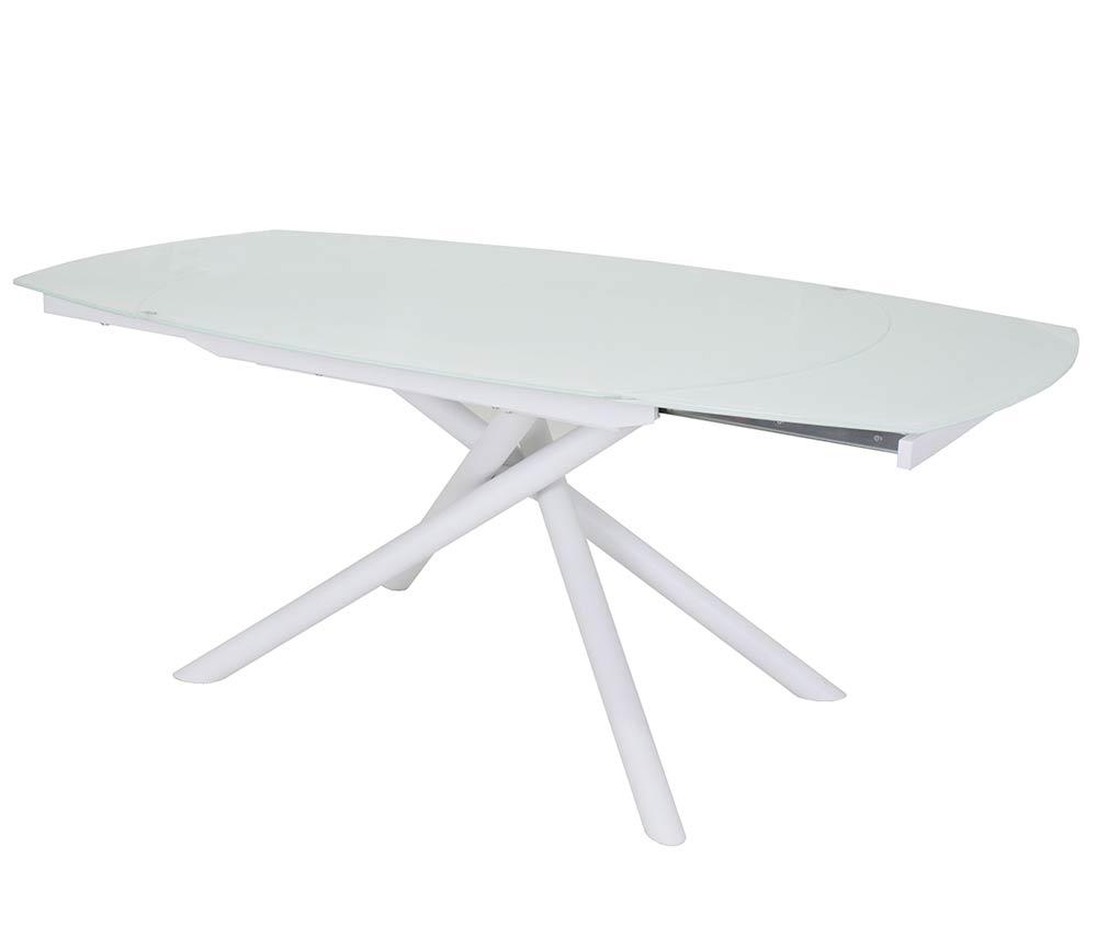 Table a manger en verre trempé extensible blanc design L130cm - Miranda