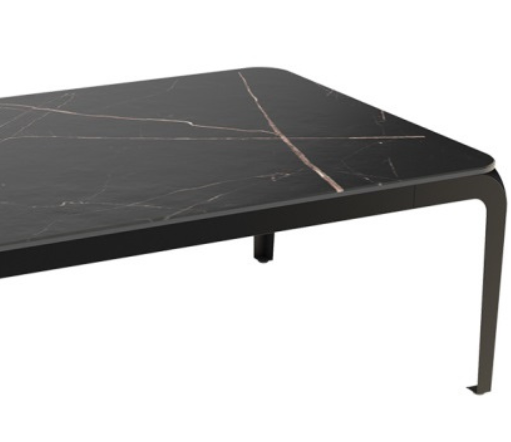 Table de salon basse céramique marbre noir 120cm x 70cm - Soumia