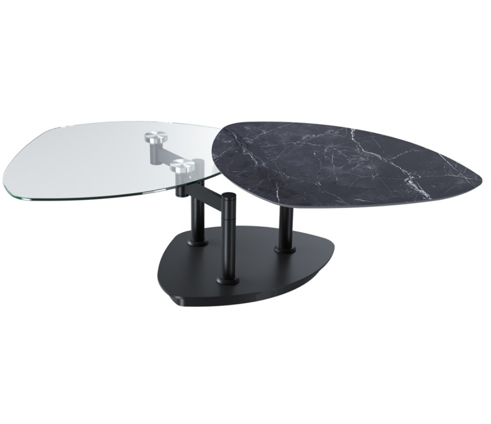 table basse de salon verre céramique marbre marquina - Souffle d'intérieur