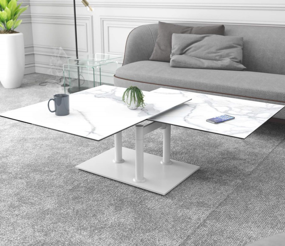 Table basse céramique marbre blanc moderne - Souffle d'intérieur