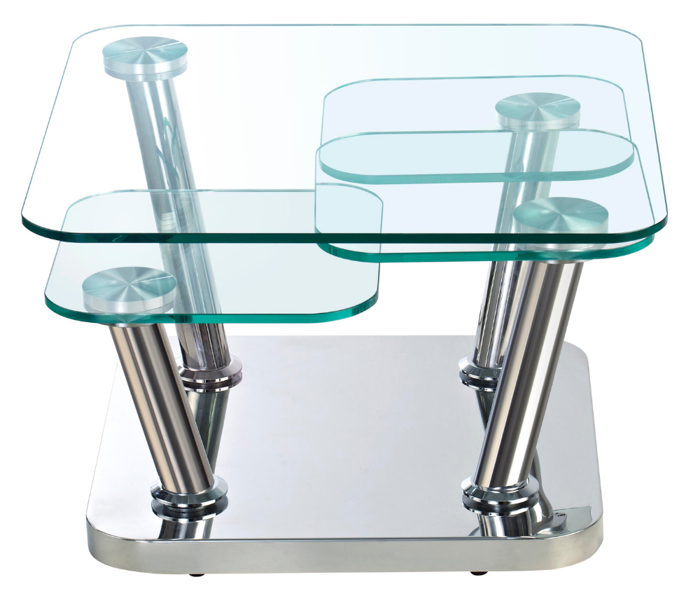 Table basse en verre trempé design carré pivotante - Homer