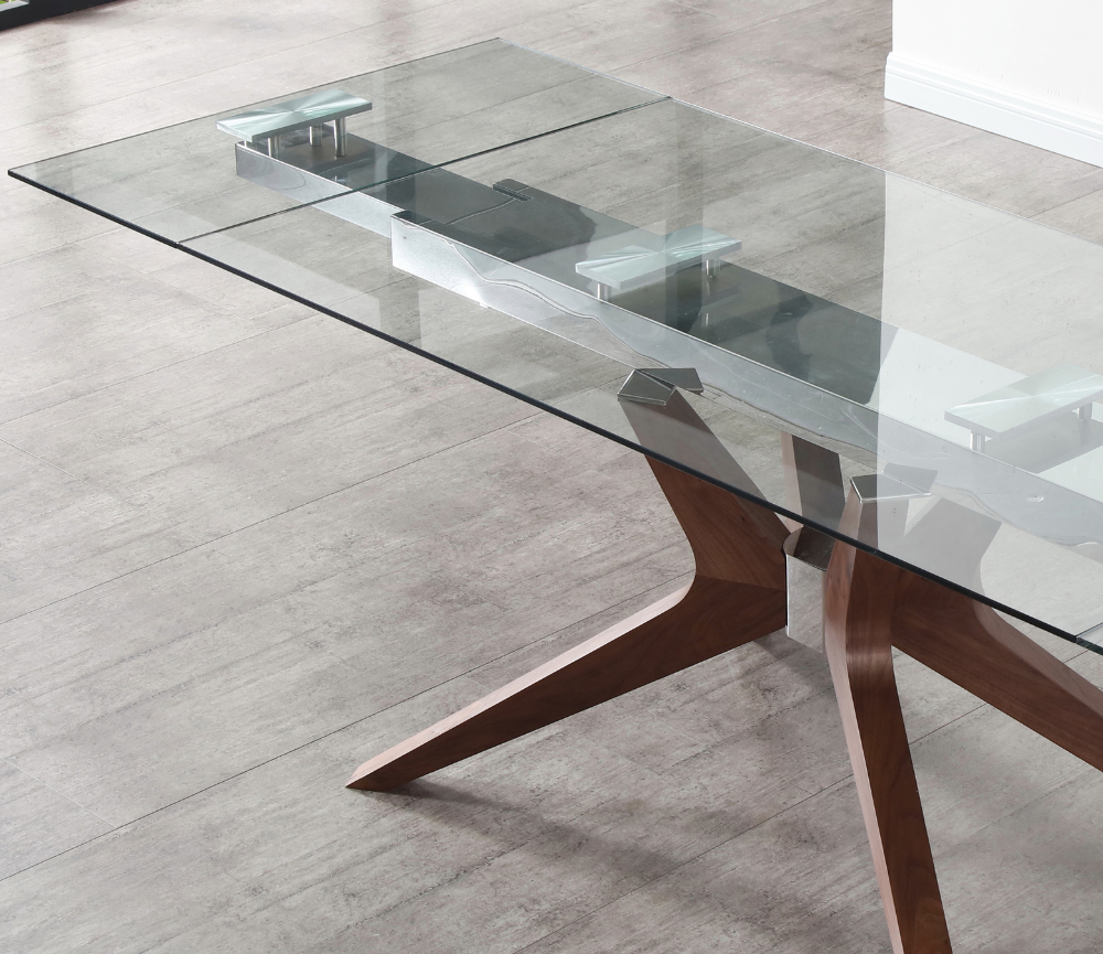 Table en verre extensible contemporaine rectangulaire  160 cm - Pamy