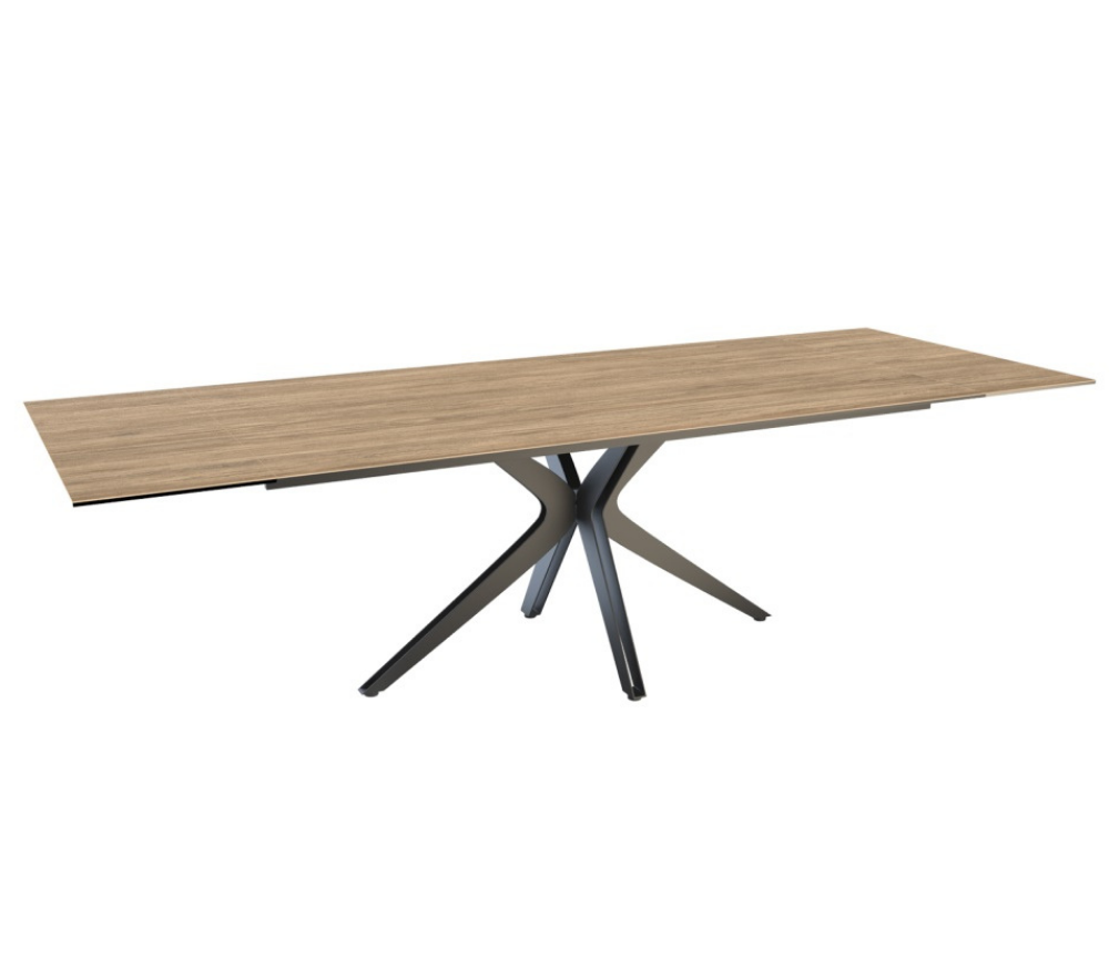 Table céramique bois chêne clair extensible pieds central - Souffle d'intérieur