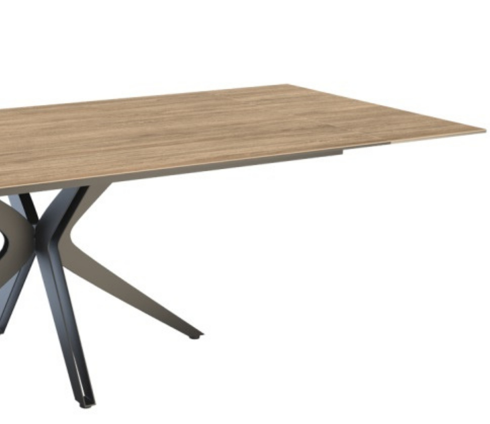 Table céramique bois chêne clair extensible pieds central - Souffle d'intérieur