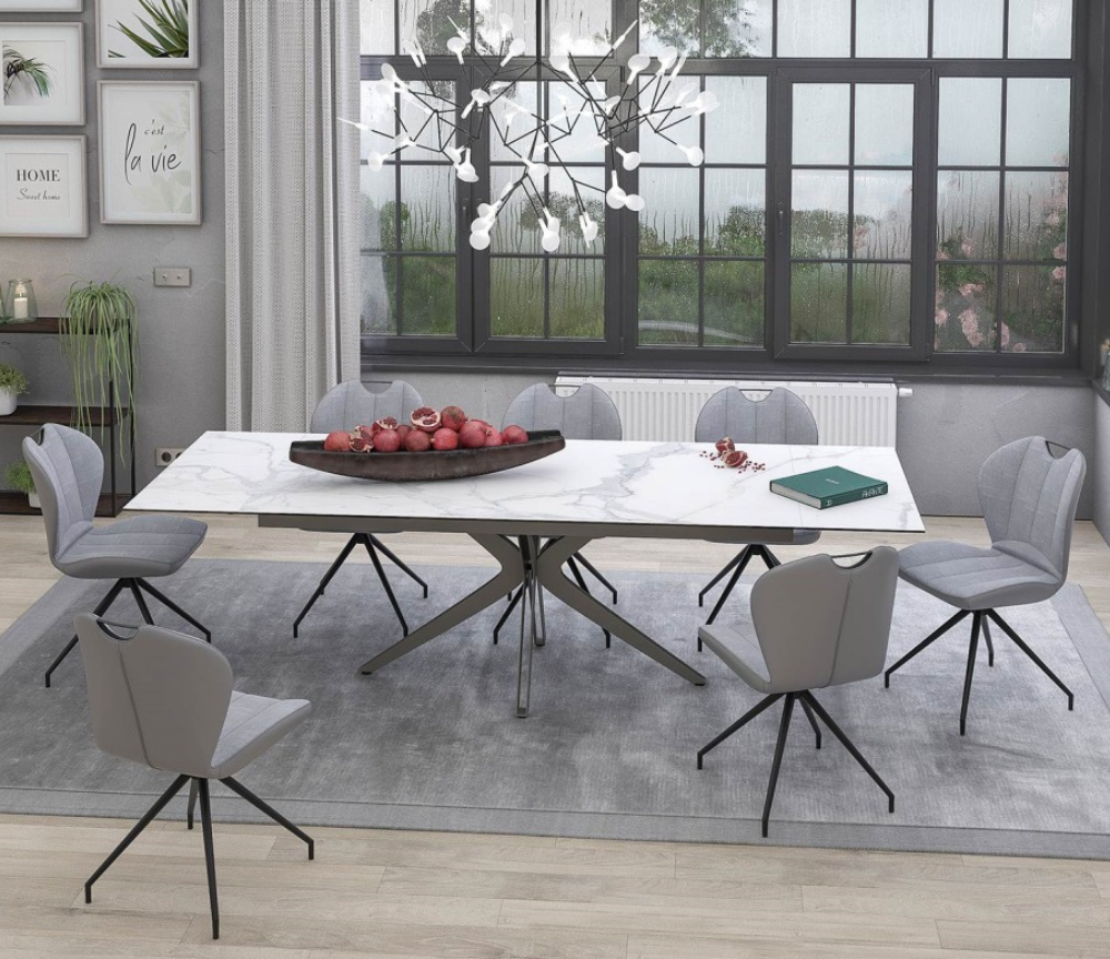 Table extensible céramique marbre blanc mat - Akante - Souffle d'intérieur