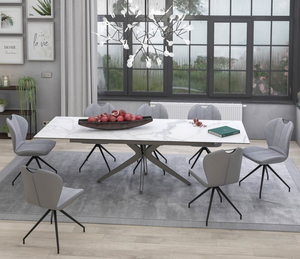 Table extensible céramique marbre blanc mat - Akante - Souffle d'intérieur
