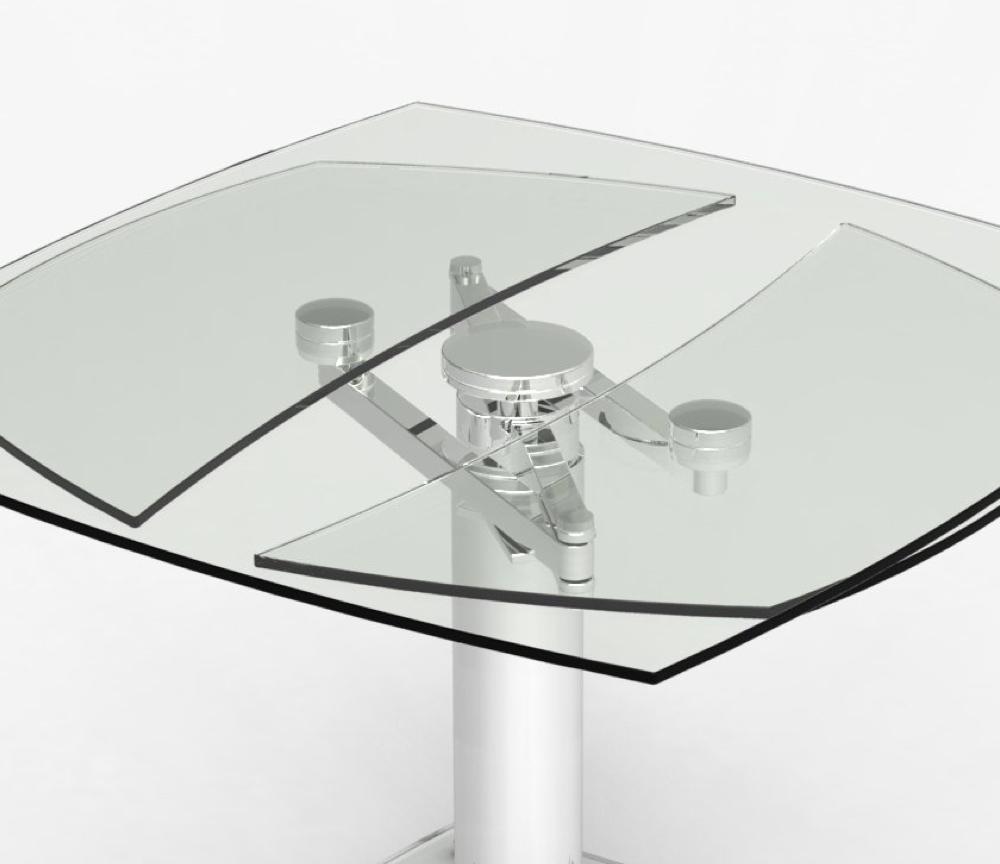 Tables design au meilleur prix, Table repas extensible INDIANNA plateau en  verre trempé piétement bois naturel massif laqué blanc brillant