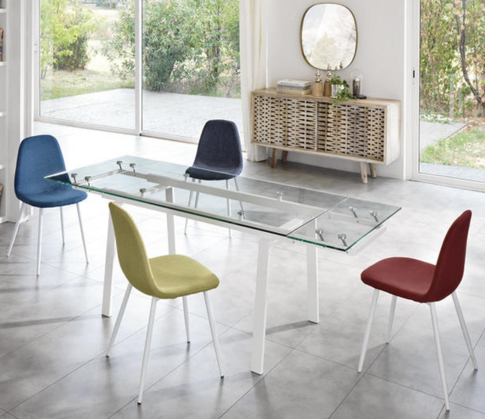 Table en verre extensible au design moderne blanche - Souffle d'intérieur  