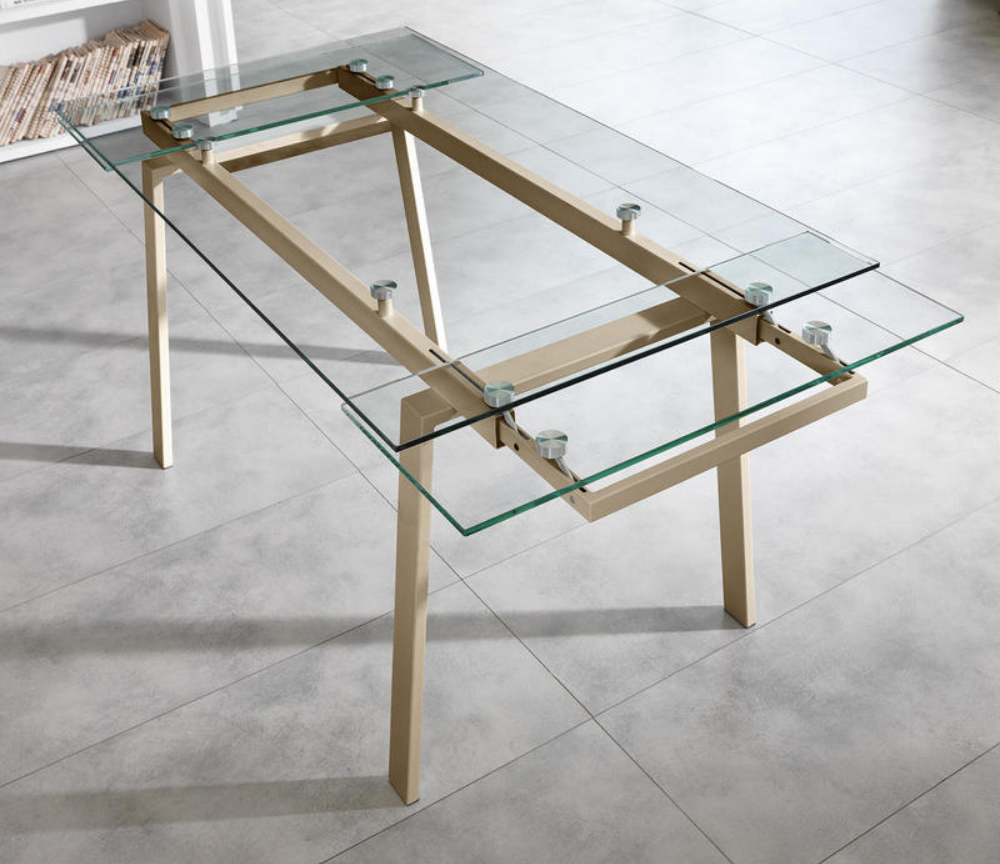 Table en verre extensible design de salle à manger rectangulaire 140 cm - Sergio