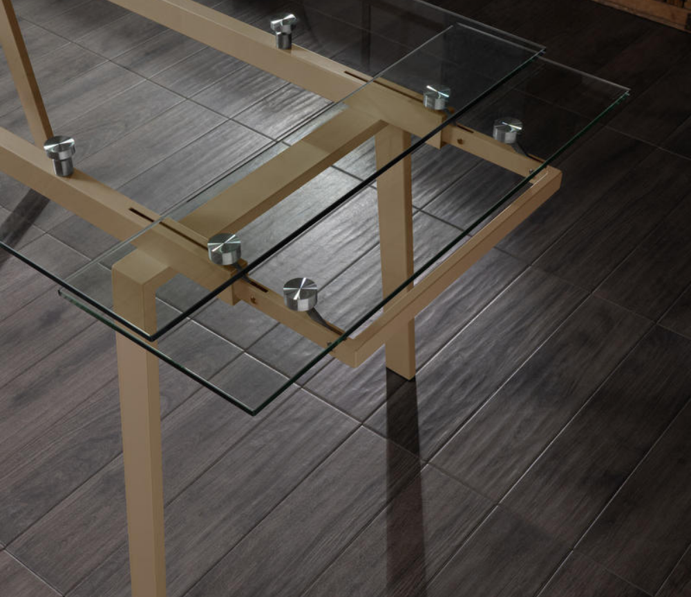 Table en verre extensible design de salle à manger L140 cm - Sergio