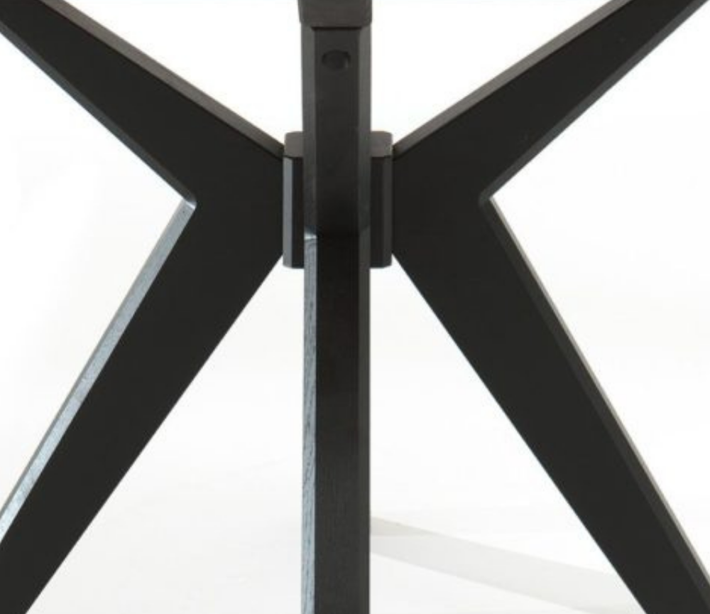 Table ronde fixe en eco bois foncé et pieds moderne noir 130 cm  - Elvira