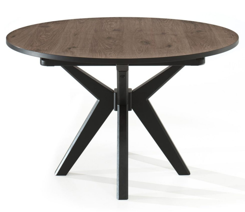 Table ronde en bois foncé fixe avec pieds noir - Souffle d'intérieur 