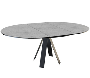 Table ronde ouverte céramique extensible design grise de salle à manger et de cuisine - Souffle d'intérieur