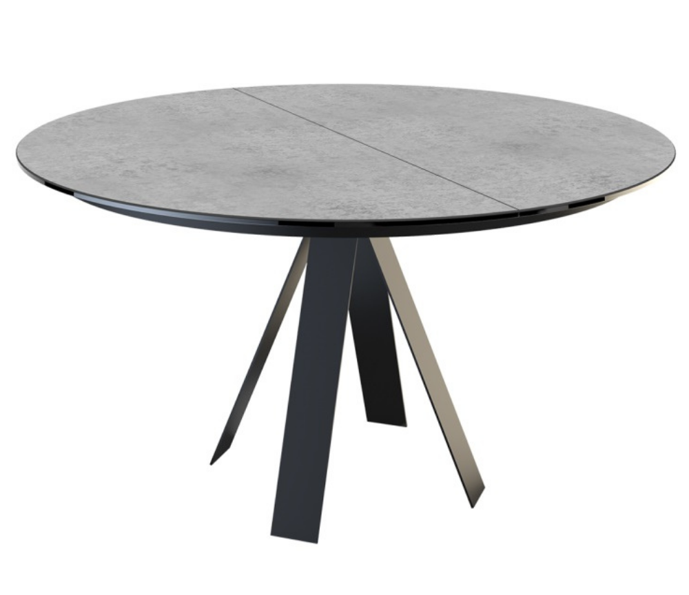 Table ronde extensible céramique design gris clair L 130cm - Chany