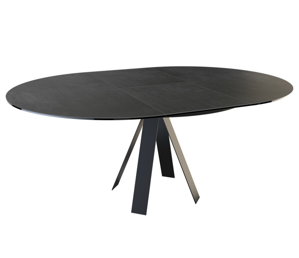 Table ronde en céramique extensible gris foncé - Souffle d'intérieur