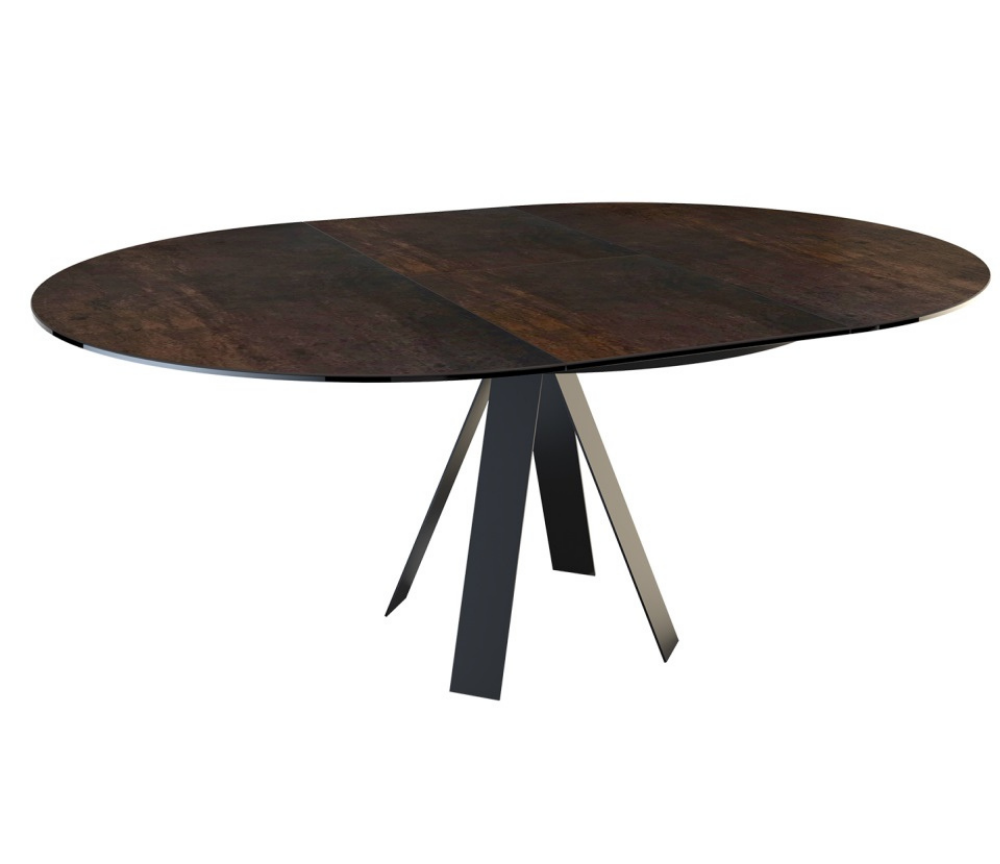 Table ronde extensible céramique acier marron rouille - Chany