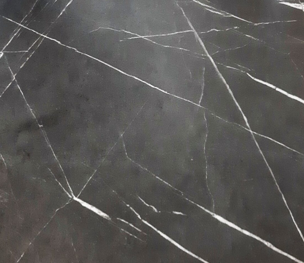 Table ronde extensible effet marbre noir 129 cm - Morgana
