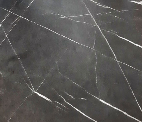 Table ronde en bois marbre noir extensible avec pieds noir - Souffle d'intérieur