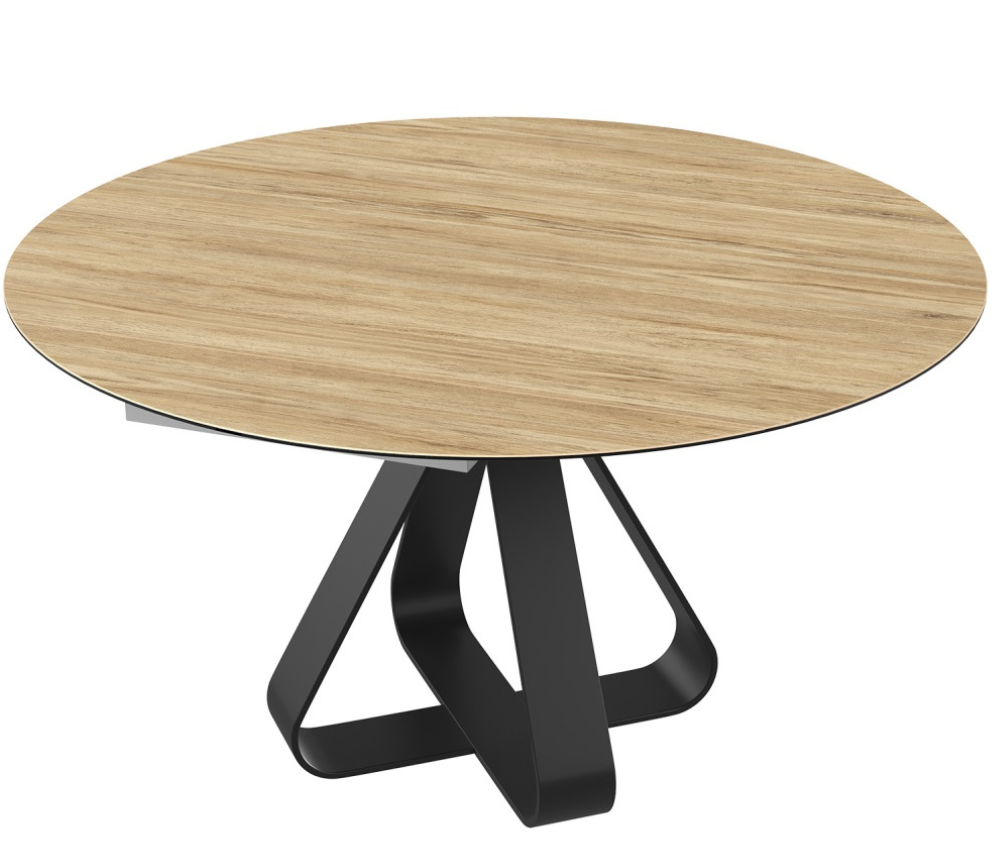Table ronde céramique bois pieds métal - Ellenar