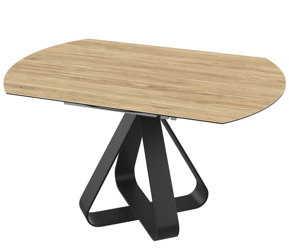 Table extensible ronde céramique bois pieds métal L 135cm - Ellenar