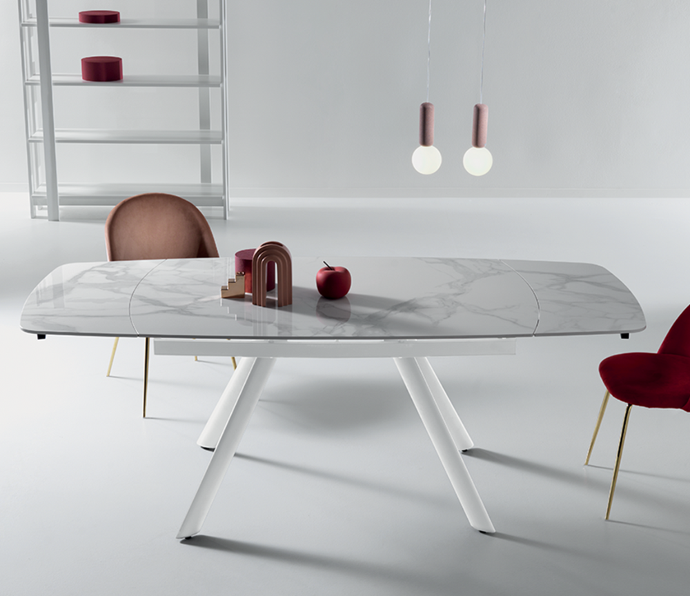 Table marbre blanc brillant céramique extensible - Terenceta