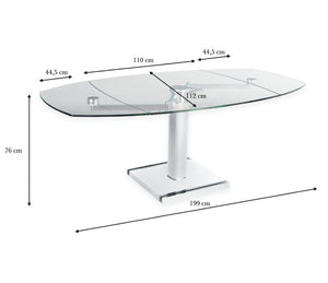dimensions Table en verre extensible design de salle à manger - Eda concept - Souffle d'intérieur