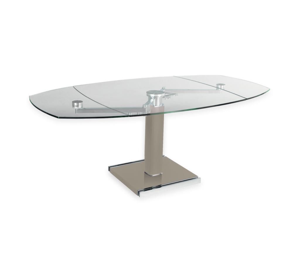 Table en verre extensible design de salle à manger pieds taupe L110 cm - Leo
